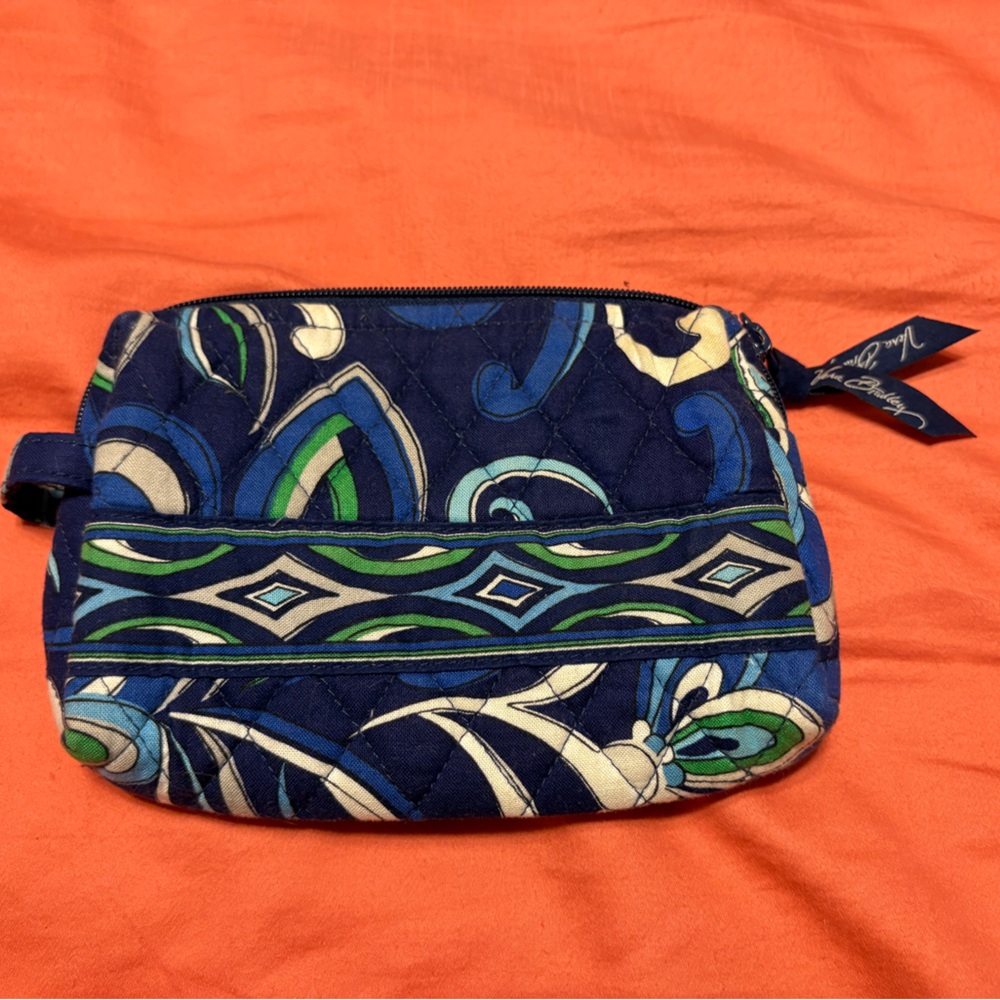 Vera Bradley Navy and Lime Quilted Pouch